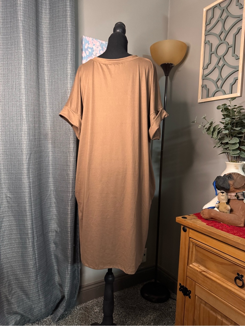 Zenana TShirt Style Dress in Camel - Picture 4 of 5